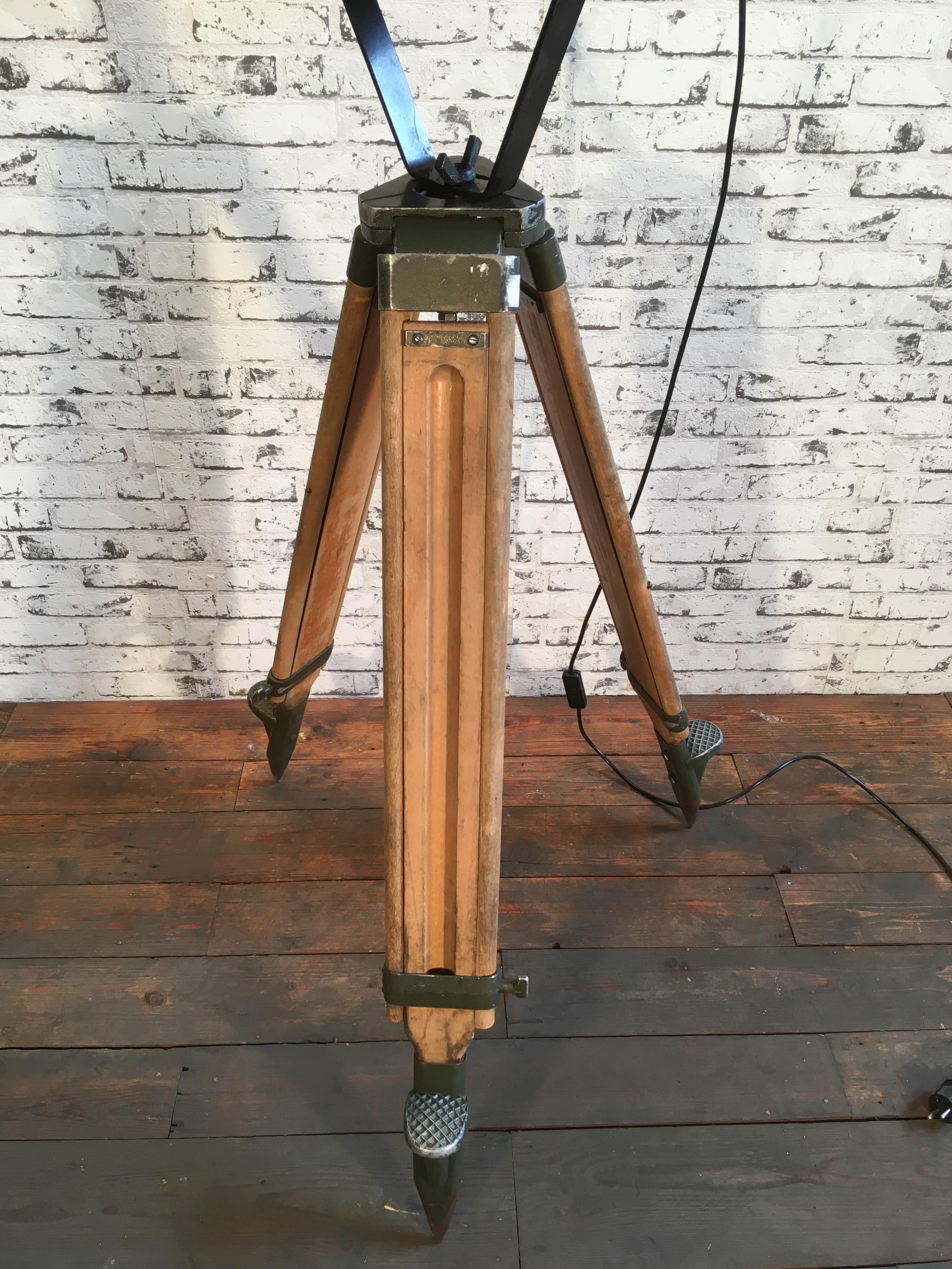 Industrial Vintage Black Theater Tripod Lamp, 1960s For Sale