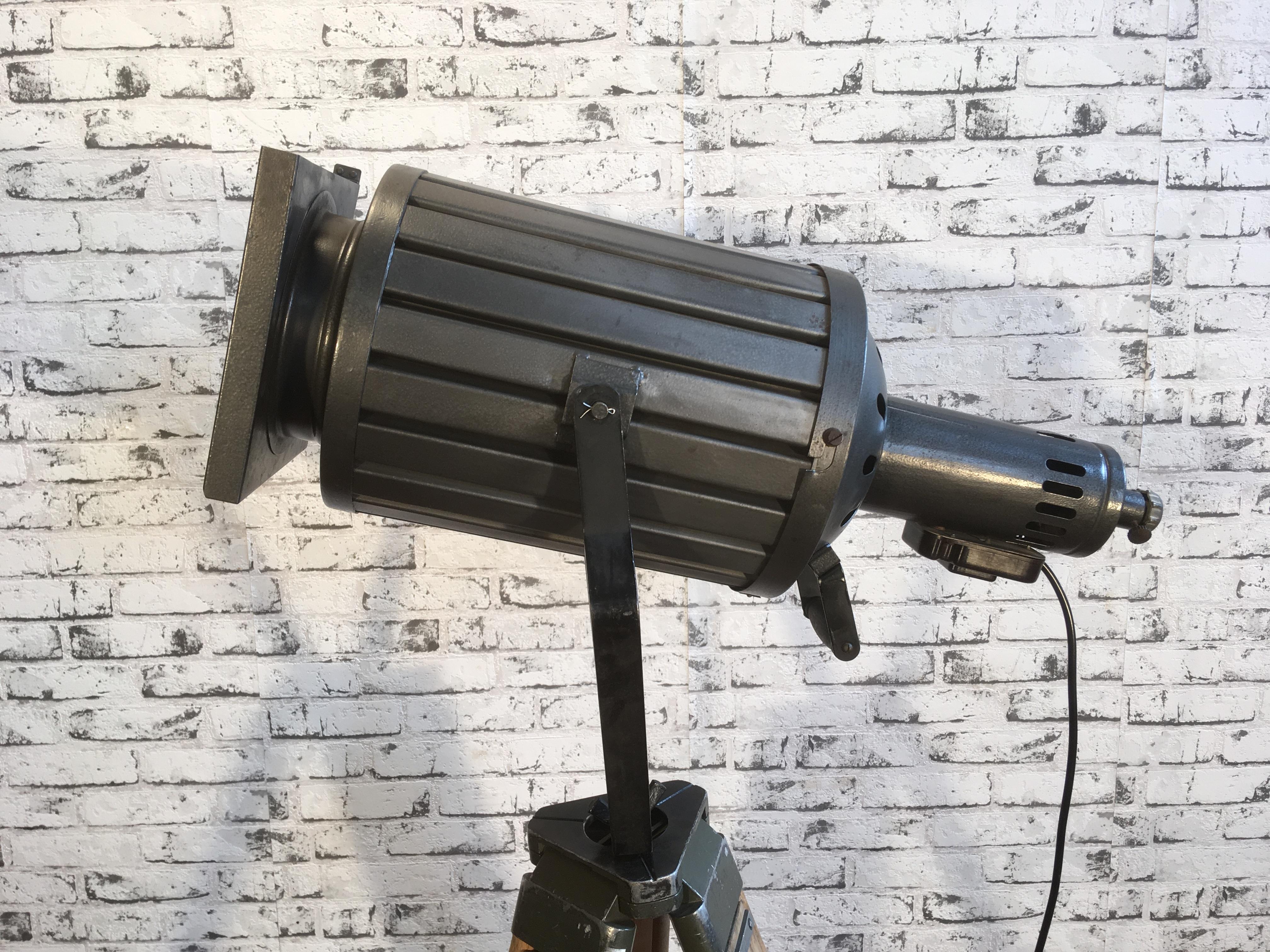 Painted Vintage Black Theater Tripod Lamp, 1960s For Sale