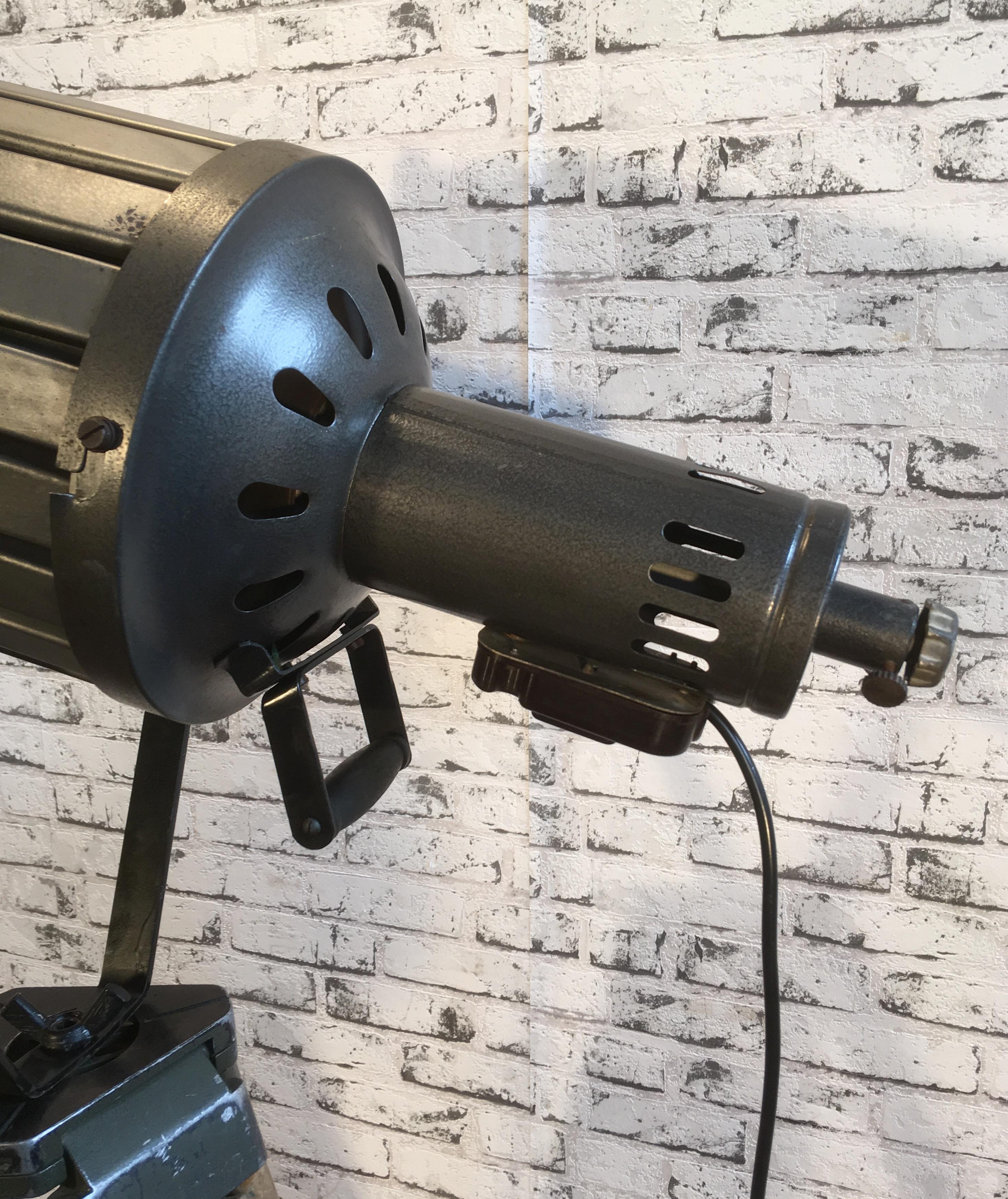 Vintage Black Theater Tripod Lamp, 1960s In Good Condition For Sale In Kojetice, CZ