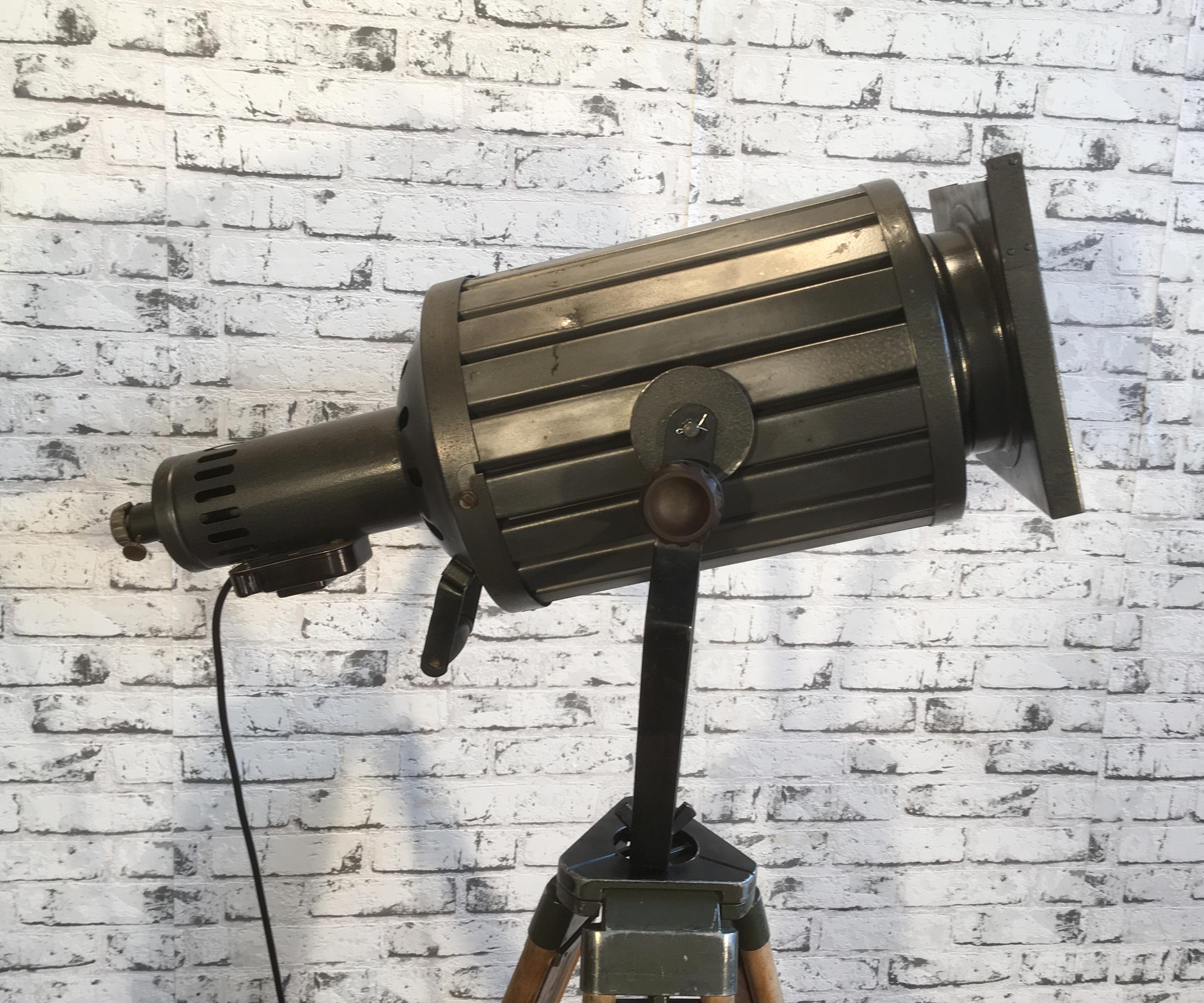 Mid-20th Century Vintage Black Theater Tripod Lamp, 1960s For Sale