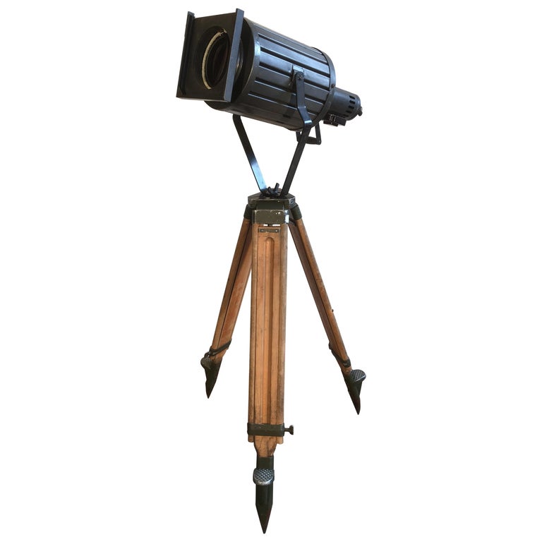 Vintage Black Theater Tripod Lamp, 1960s For Sale at 1stdibs