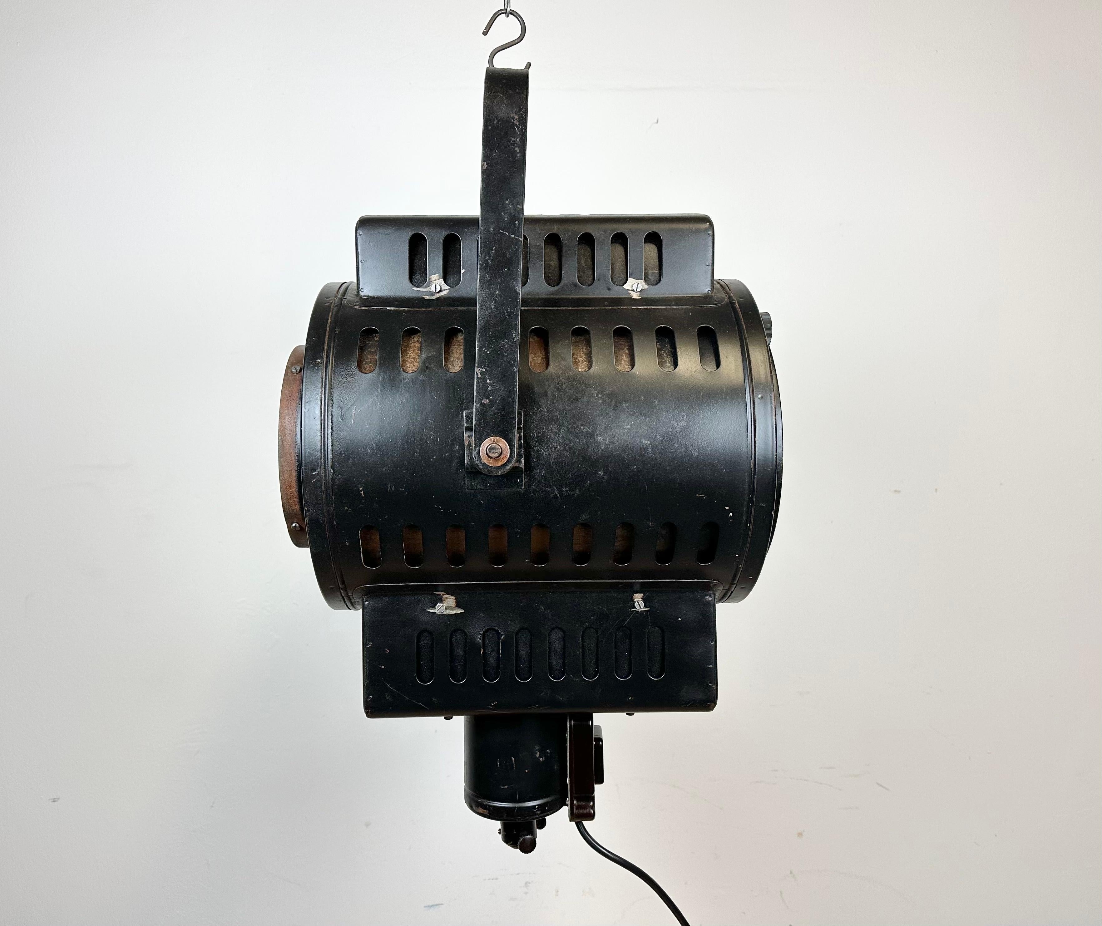 Glass Vintage Black Theatre Spotlight, 1960s For Sale