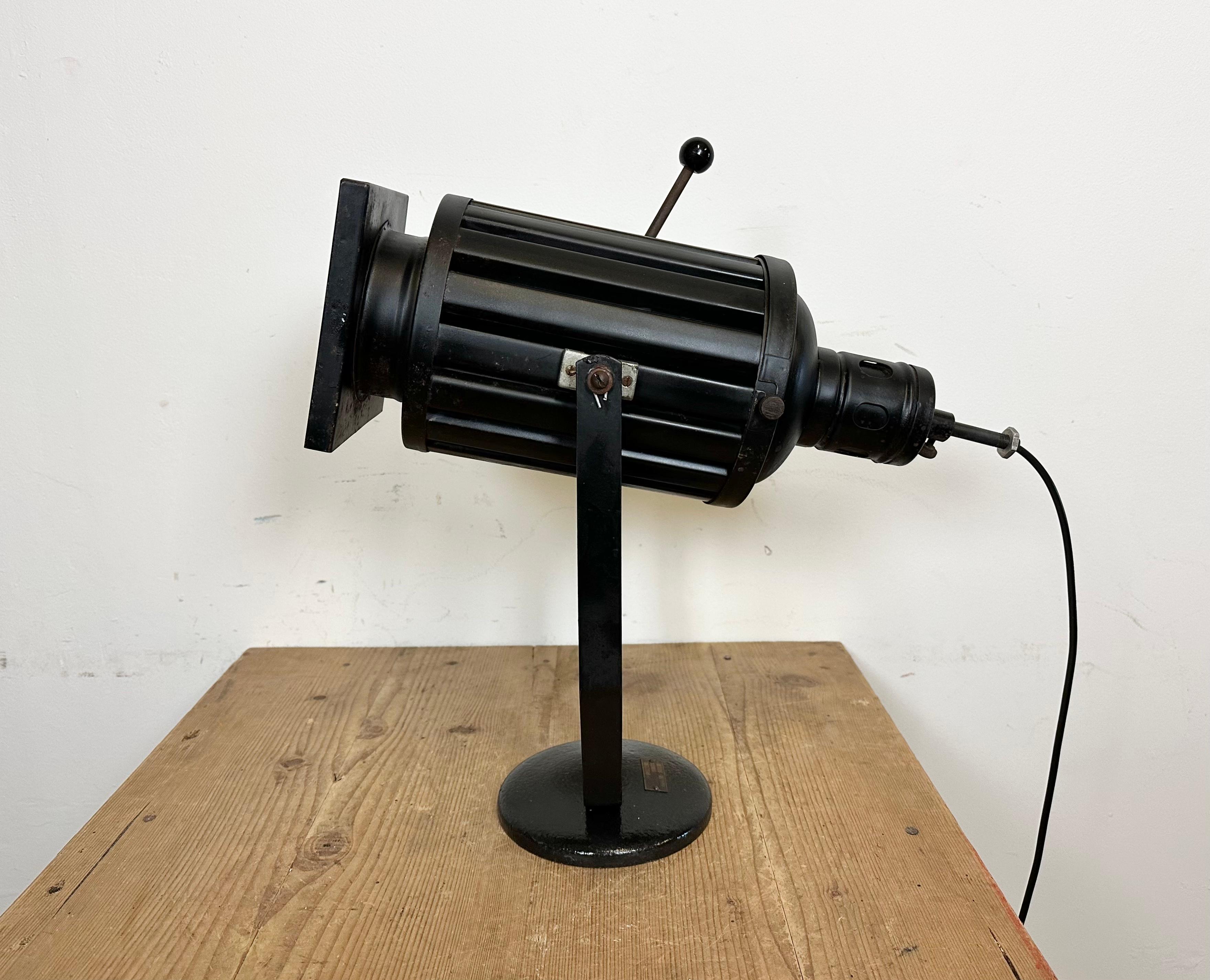 Industrial Vintage Black Theatre Spotlight Table Lamp, 1960s For Sale