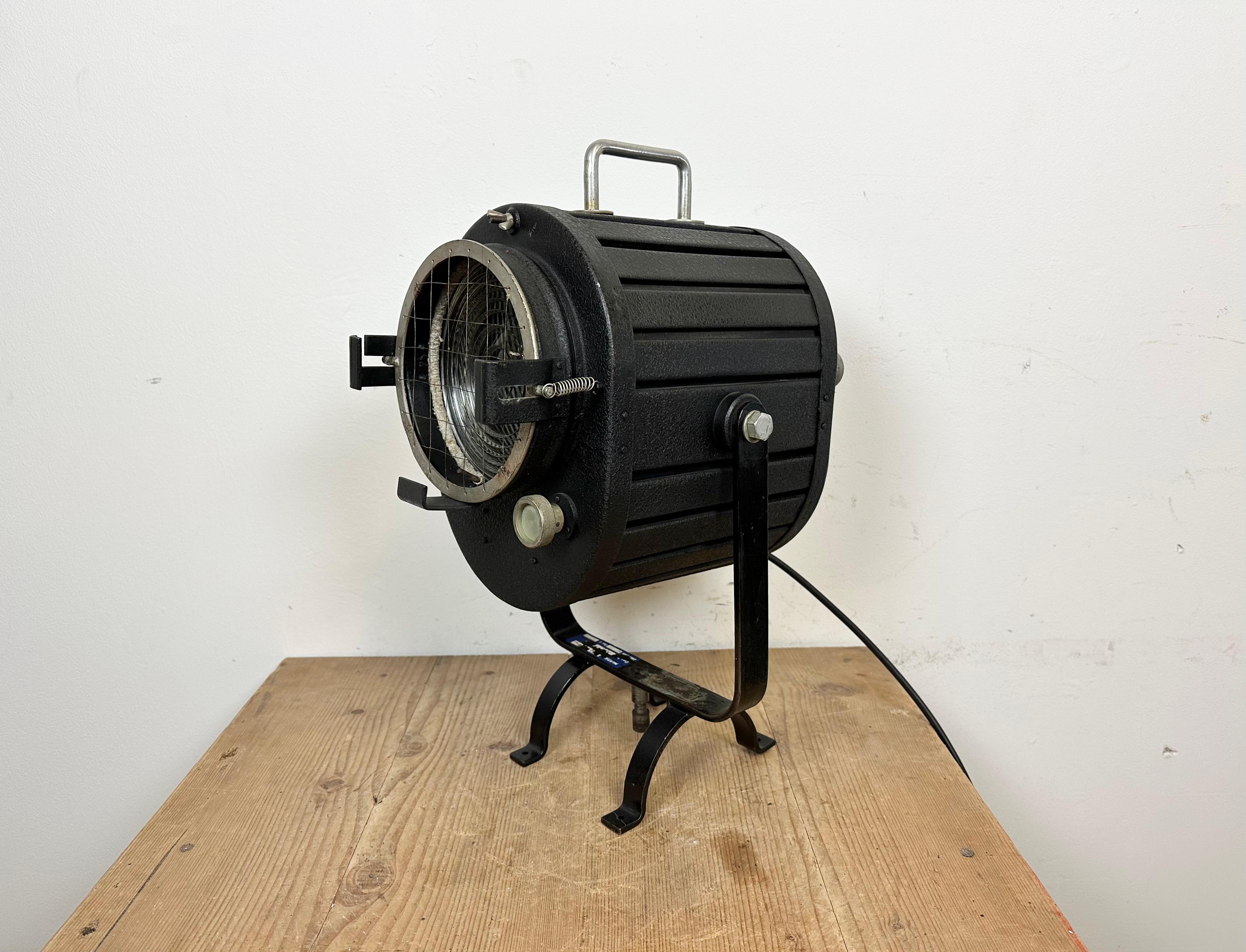 Industrial Vintage Black Theater Spotlight Table Lamp, 1960s For Sale