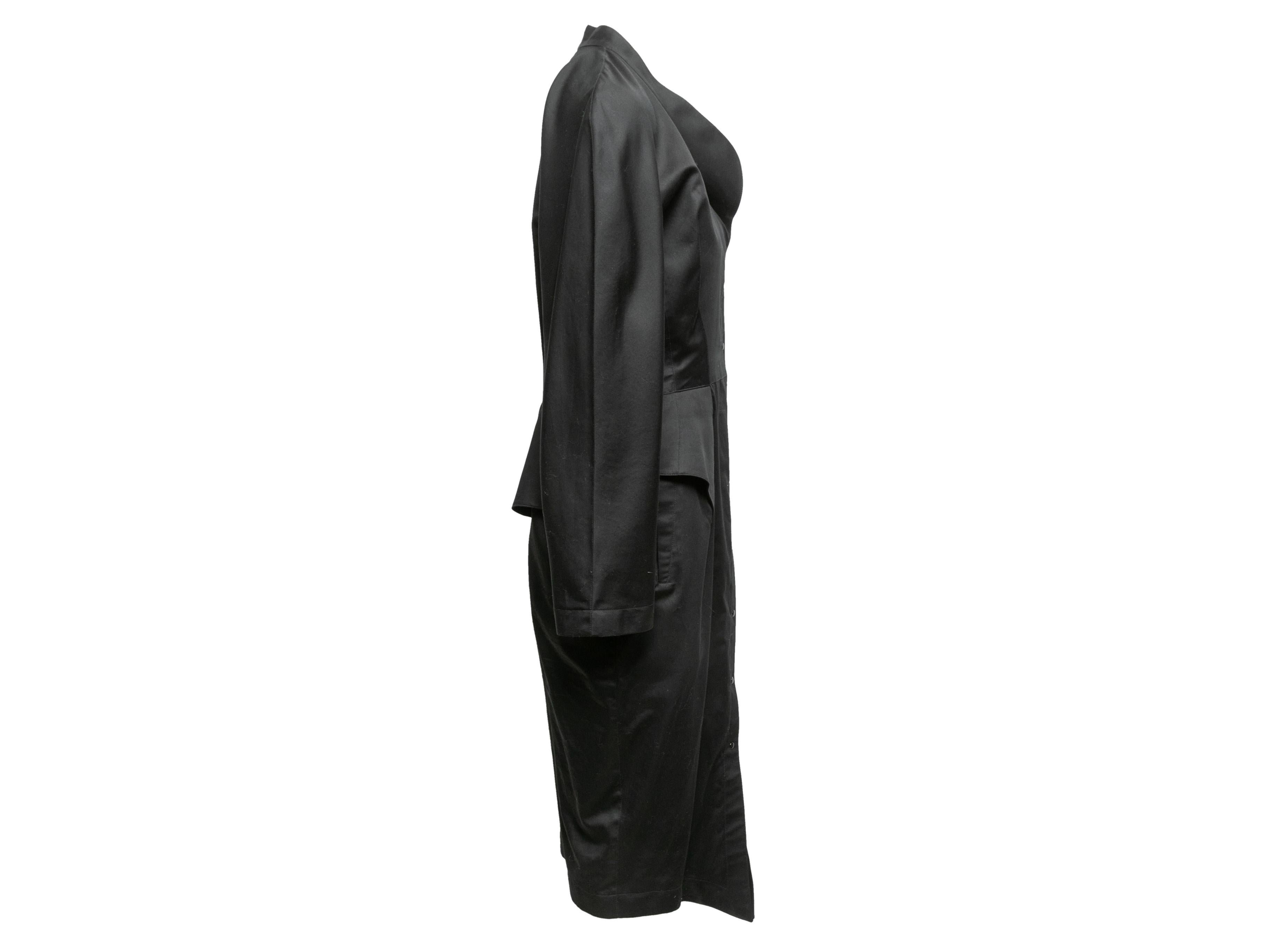 Vintage Black Thierry Mugler Button-Up Dress Size EU 44 For Sale 1