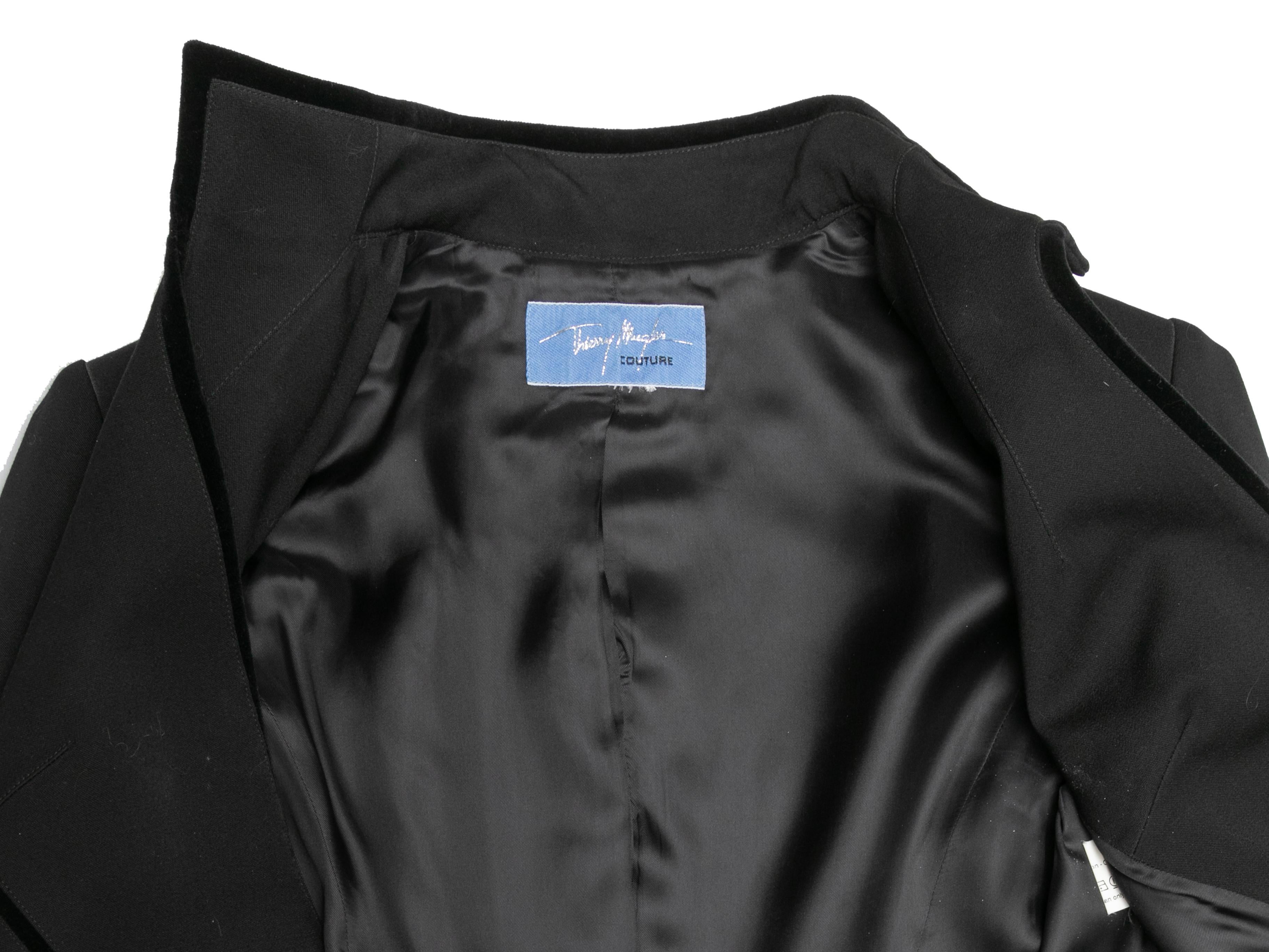 Women's Vintage Black Thierry Mugler Velvet-Trimmed Blazer Size US S