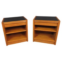 Vintage Black Top Teak Nightstands by Jesper