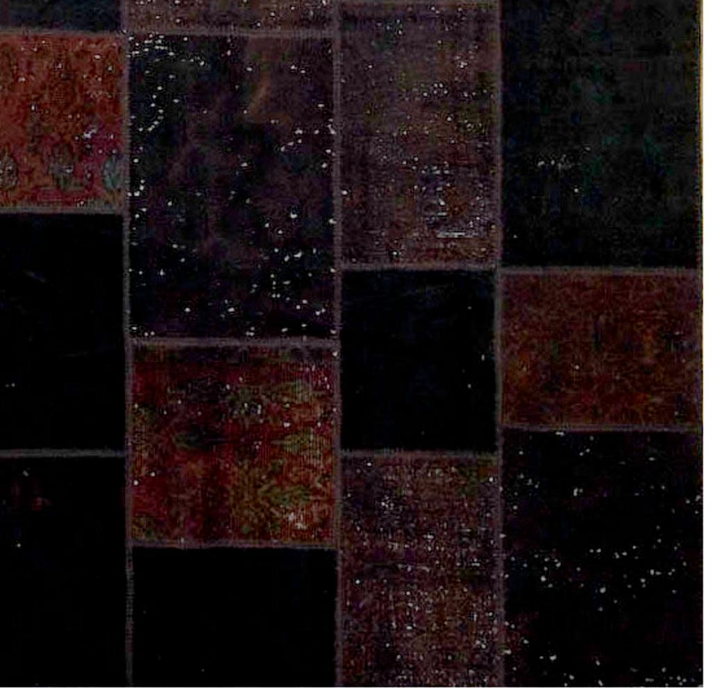 Turc Tapis surdimensionné patchwork turc vintage noir 6'5 x 8'9 en vente