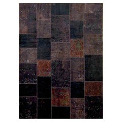 Vintage Black Turkish Patchwork Overdyed Rug 6'5 x 8'9