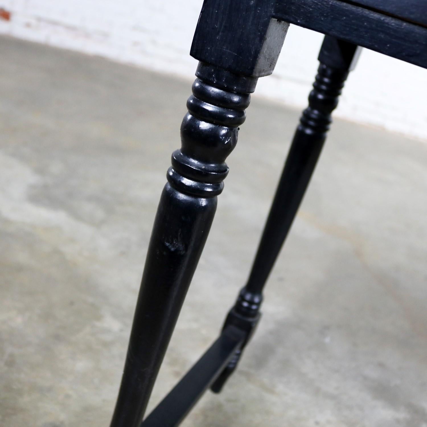 Vintage Mexican Black Turned Leg Drawered End Table Matador & Bull Tile Top For Sale 4