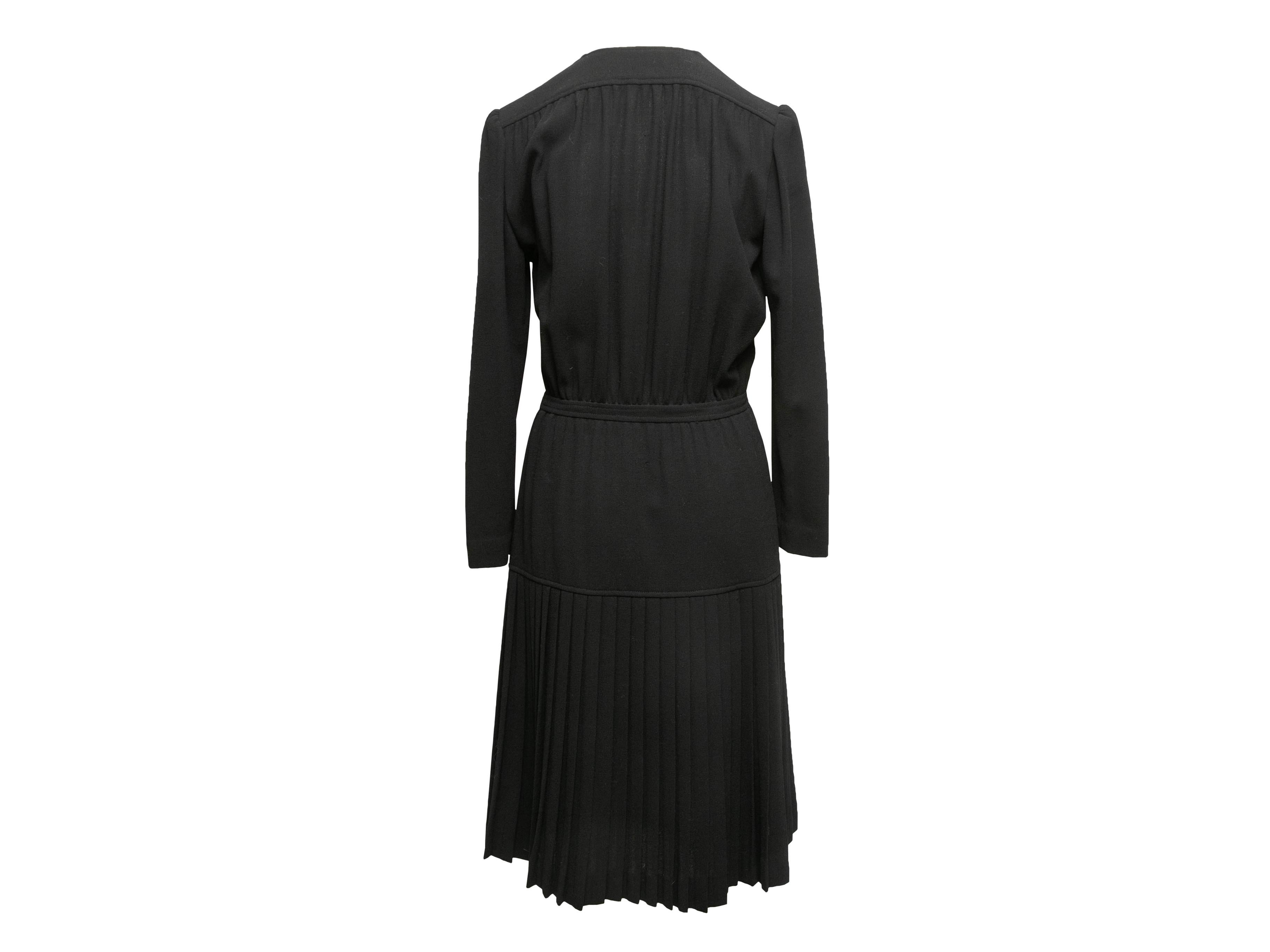 Women's Vintage Black Valentino Boutique Pleated Long Sleeve Dress Size US M For Sale