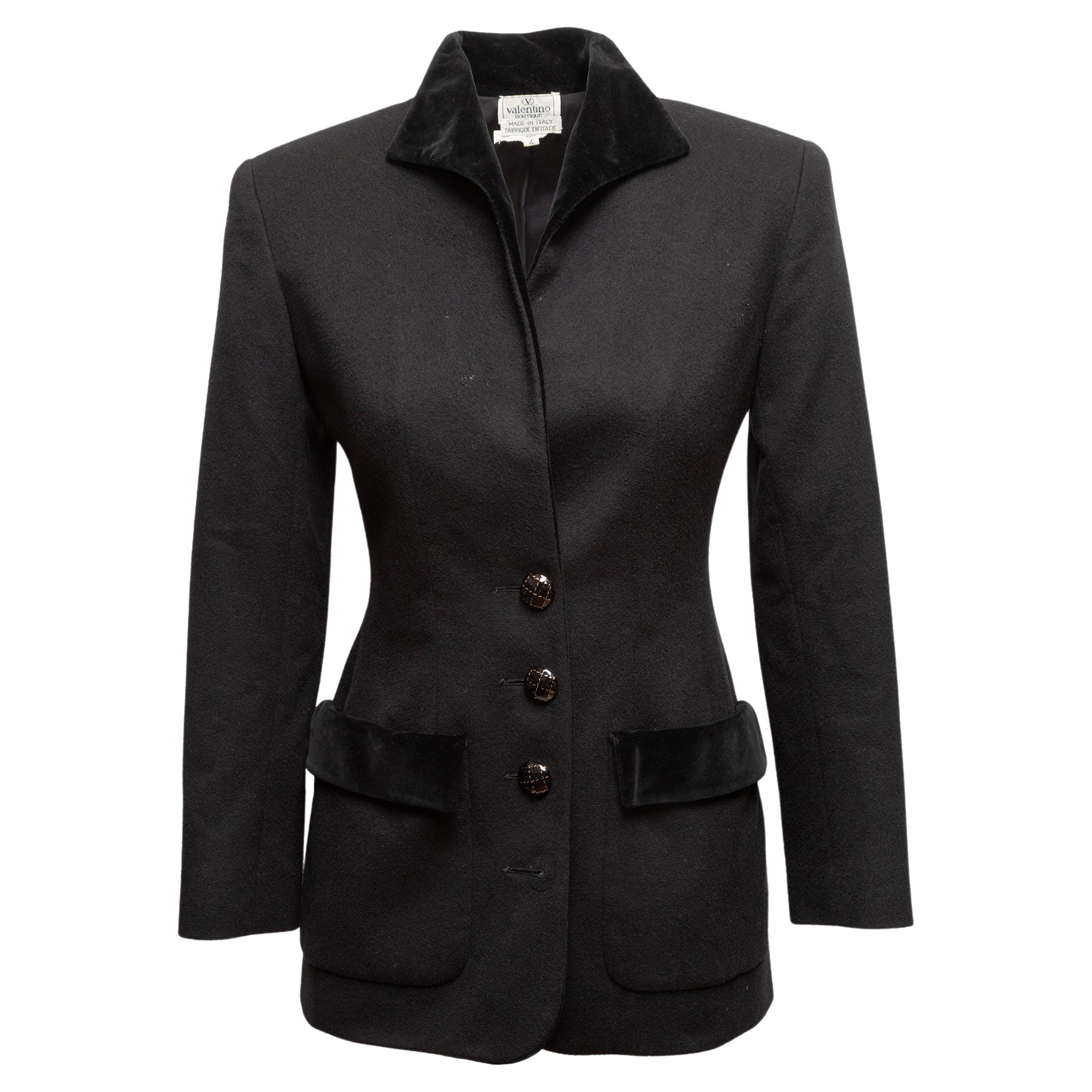 Vintage By Boutique Blazer nero bordato di velluto taglia US 4