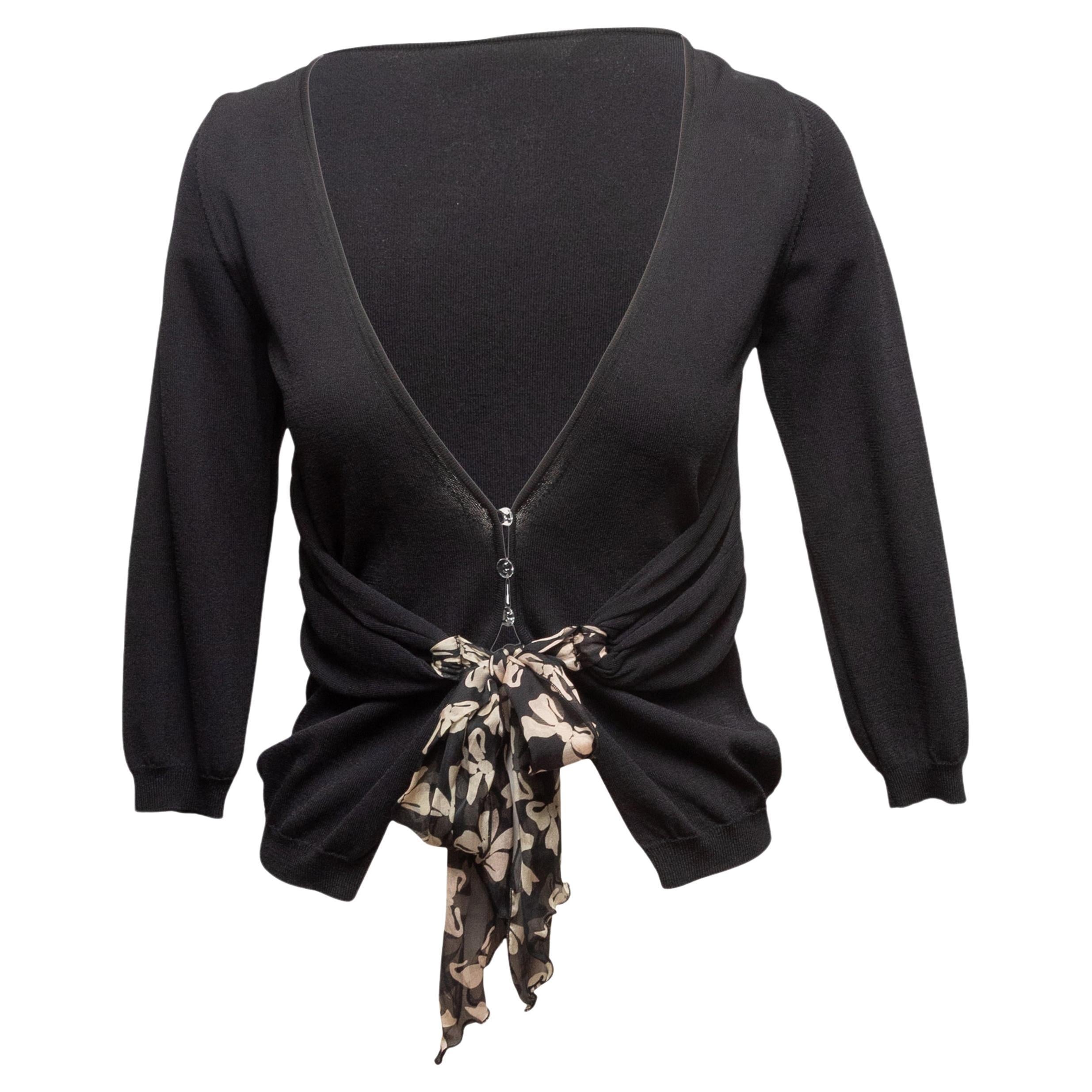 Vintage Black Valentino Tie-Front Three-Quarter Sleeve Top Size IT 42