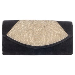 Vintage Black Velvet Clutch Bag