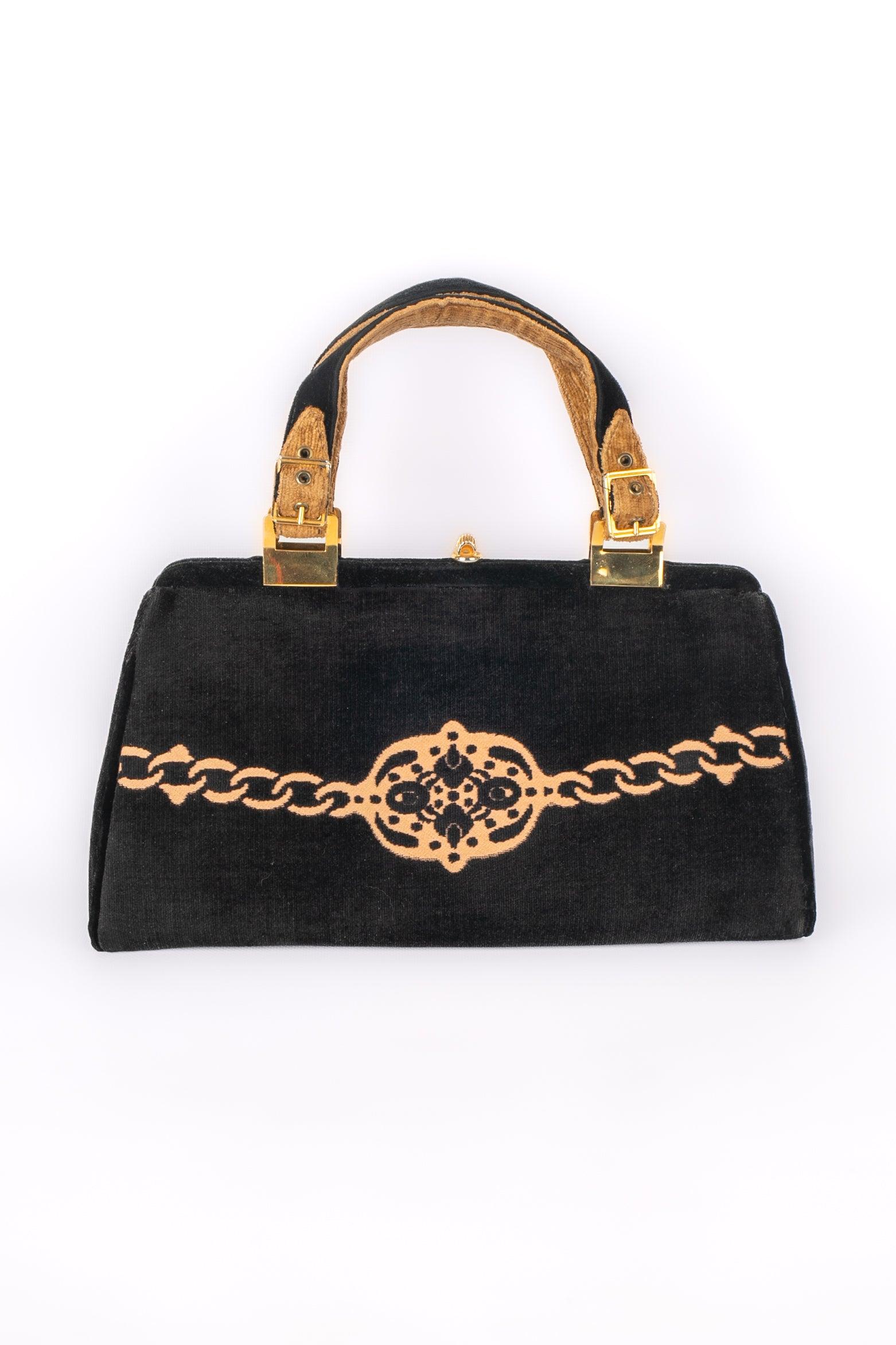 Vintage Black Velvet Handbag For Sale 1