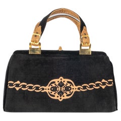 Vintage Black Velvet Handbag