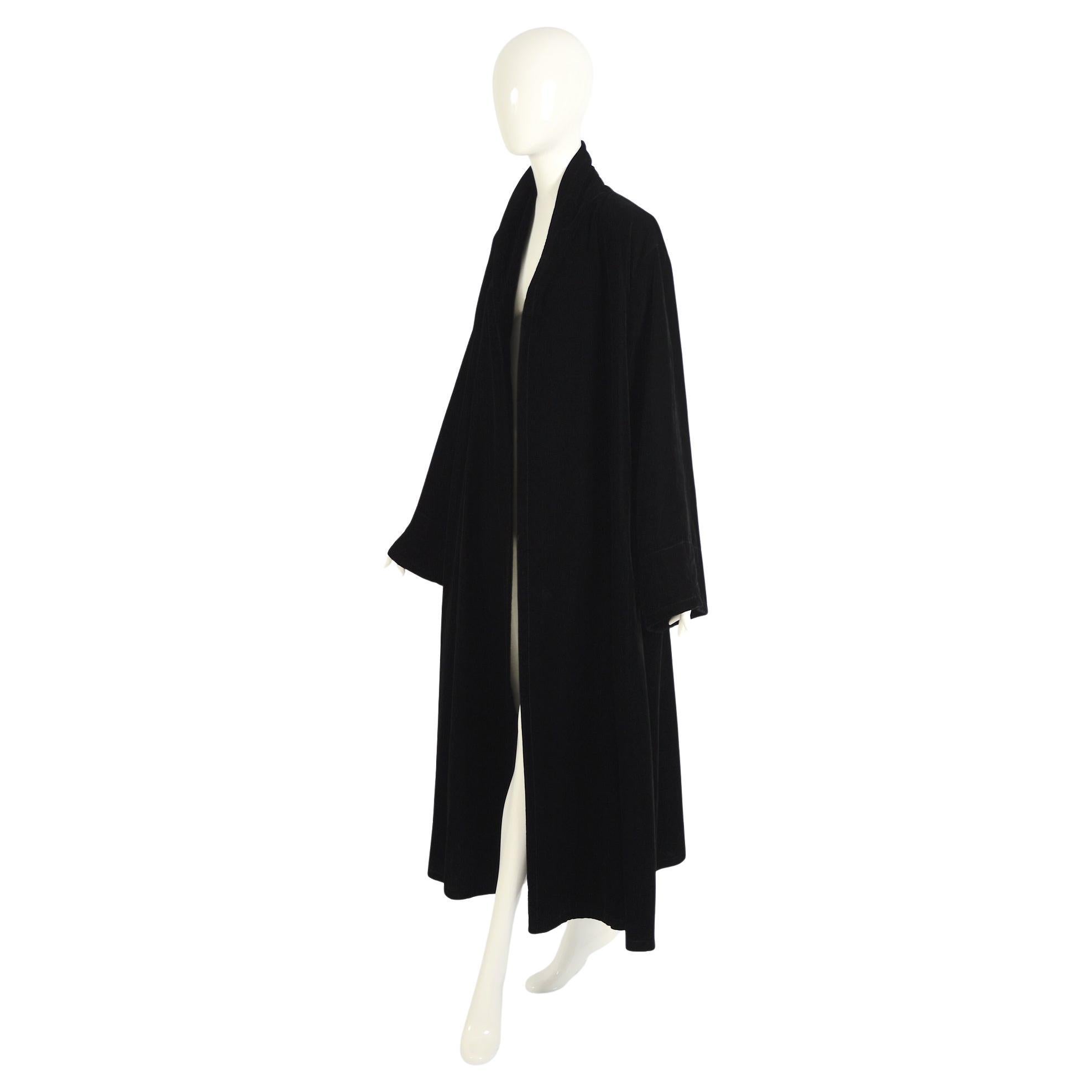 Black velvet long opera evening coat discount