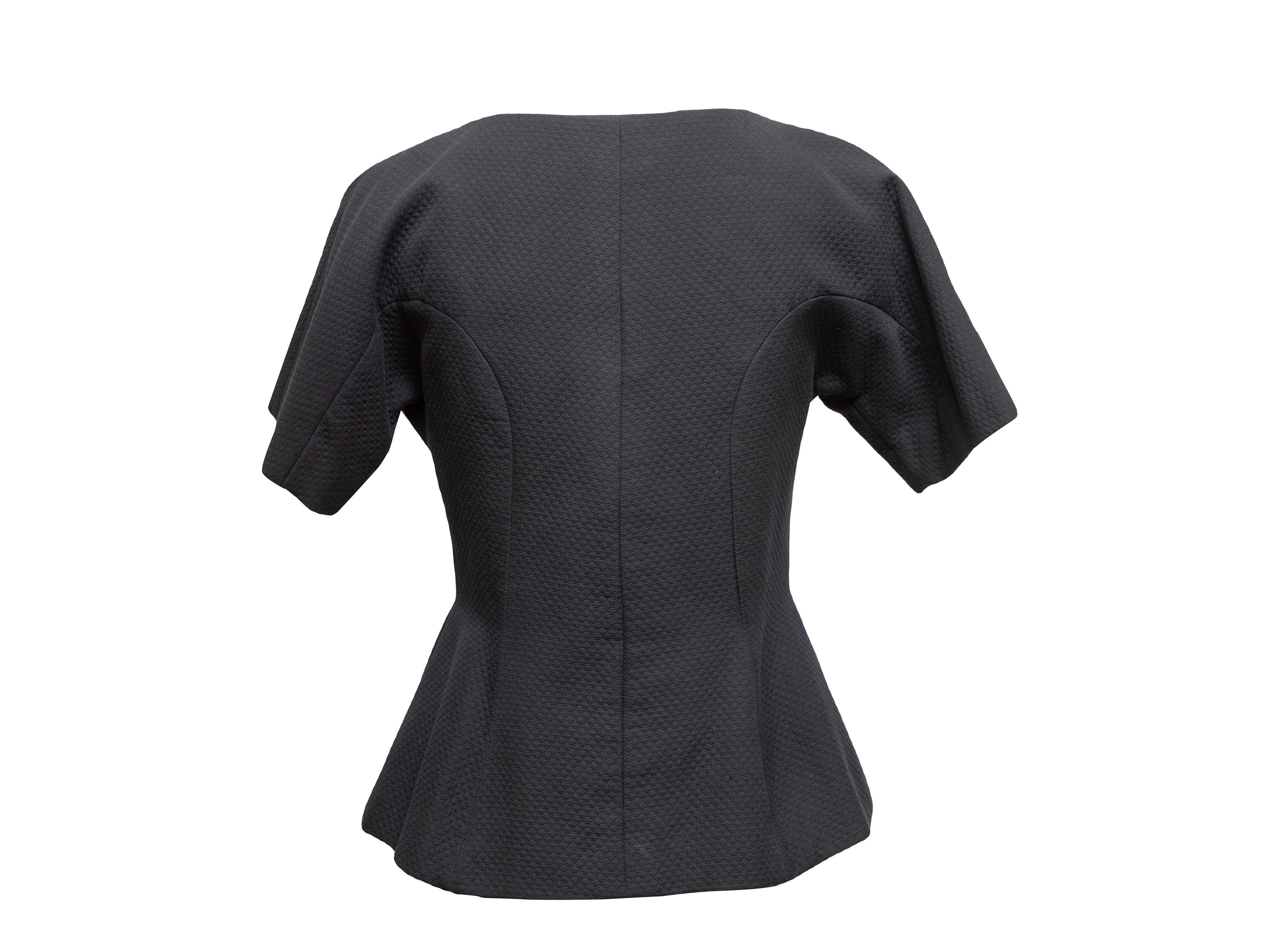 Vintage Schwarz Vicky Tiel Kurzarm Button-Up Top Größe US M im Zustand „Gut“ im Angebot in New York, NY
