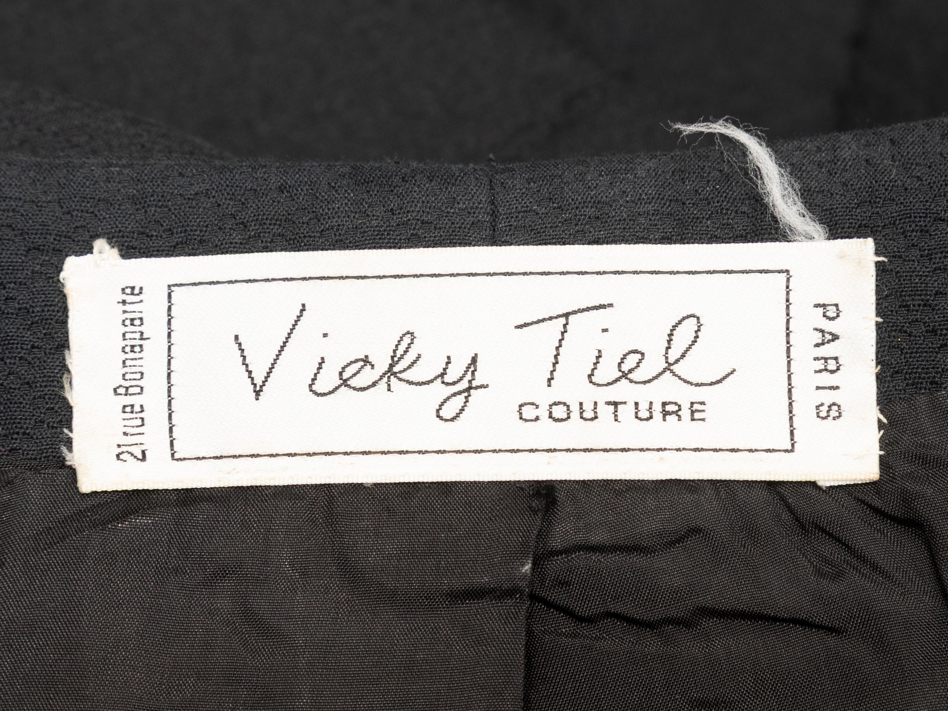 Vintage Schwarz Vicky Tiel Kurzarm Button-Up Top Größe US M Damen im Angebot