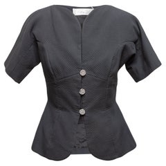 Vintage Black Vicky Tiel Short Sleeve Button-Up Top Size US M