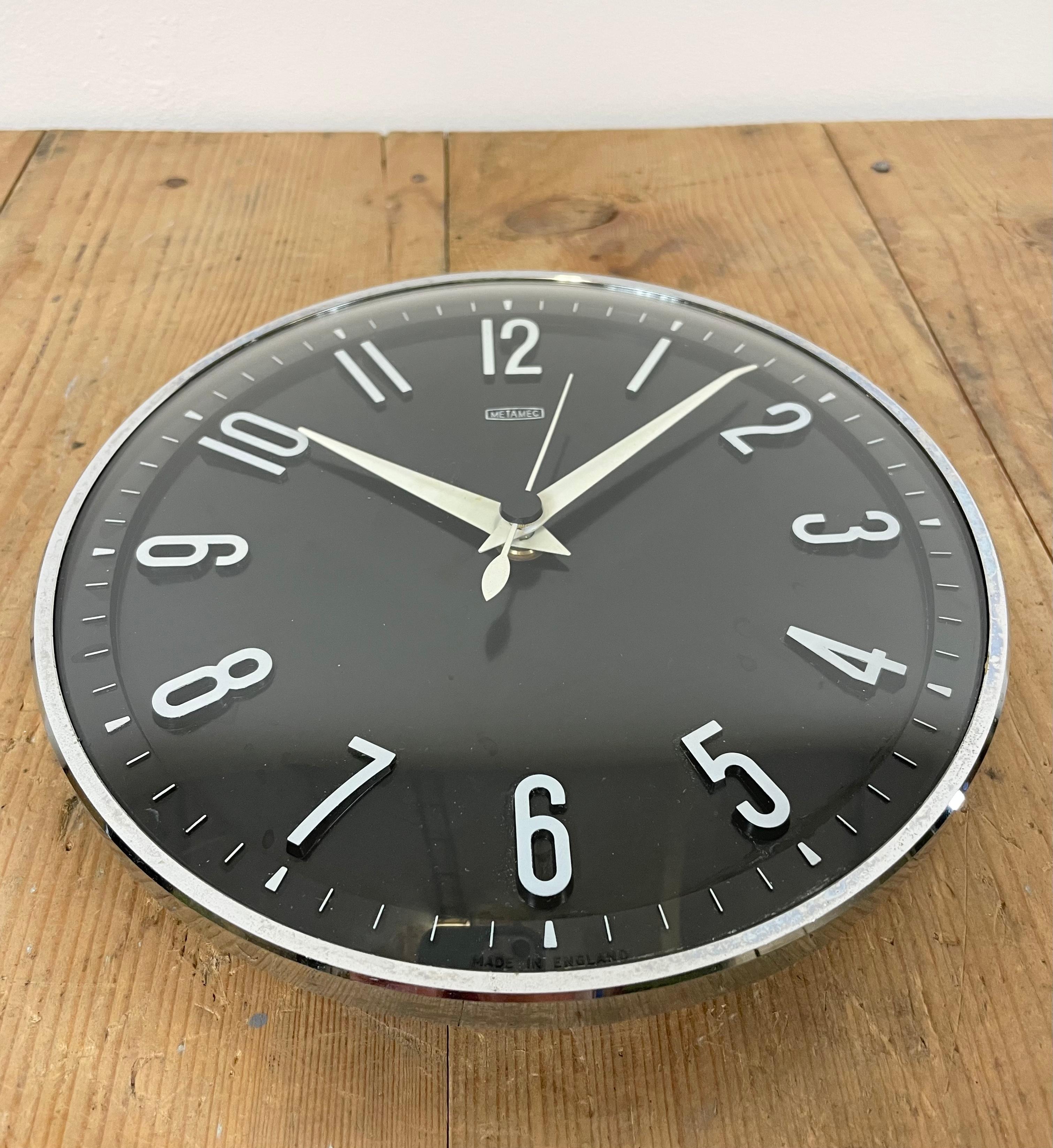 Vintage Black Wall Clock from Metamec, 1970s 1