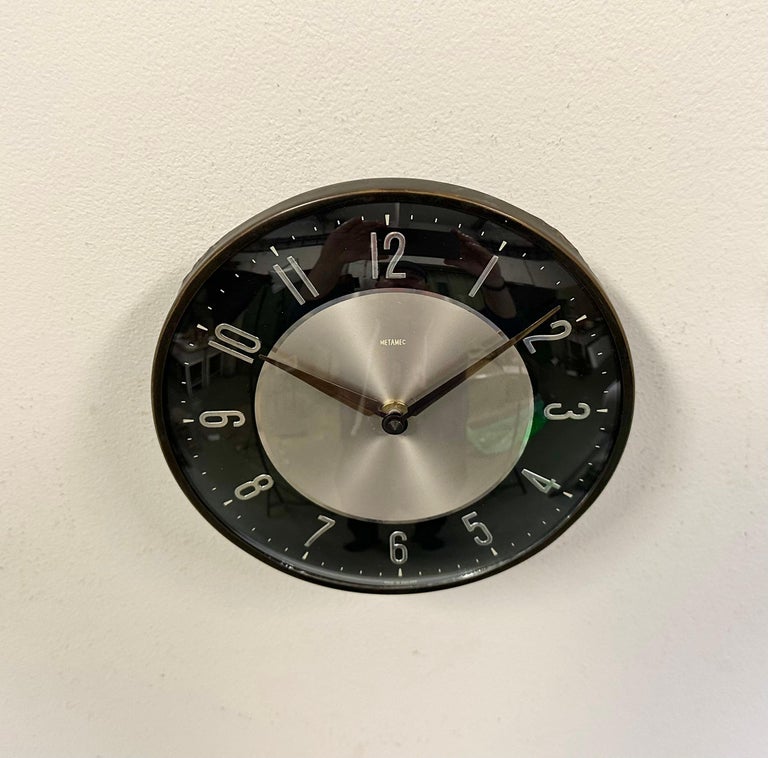 Vintage Black Wall Clock from Metamec, 1970s For Sale at 1stDibs
