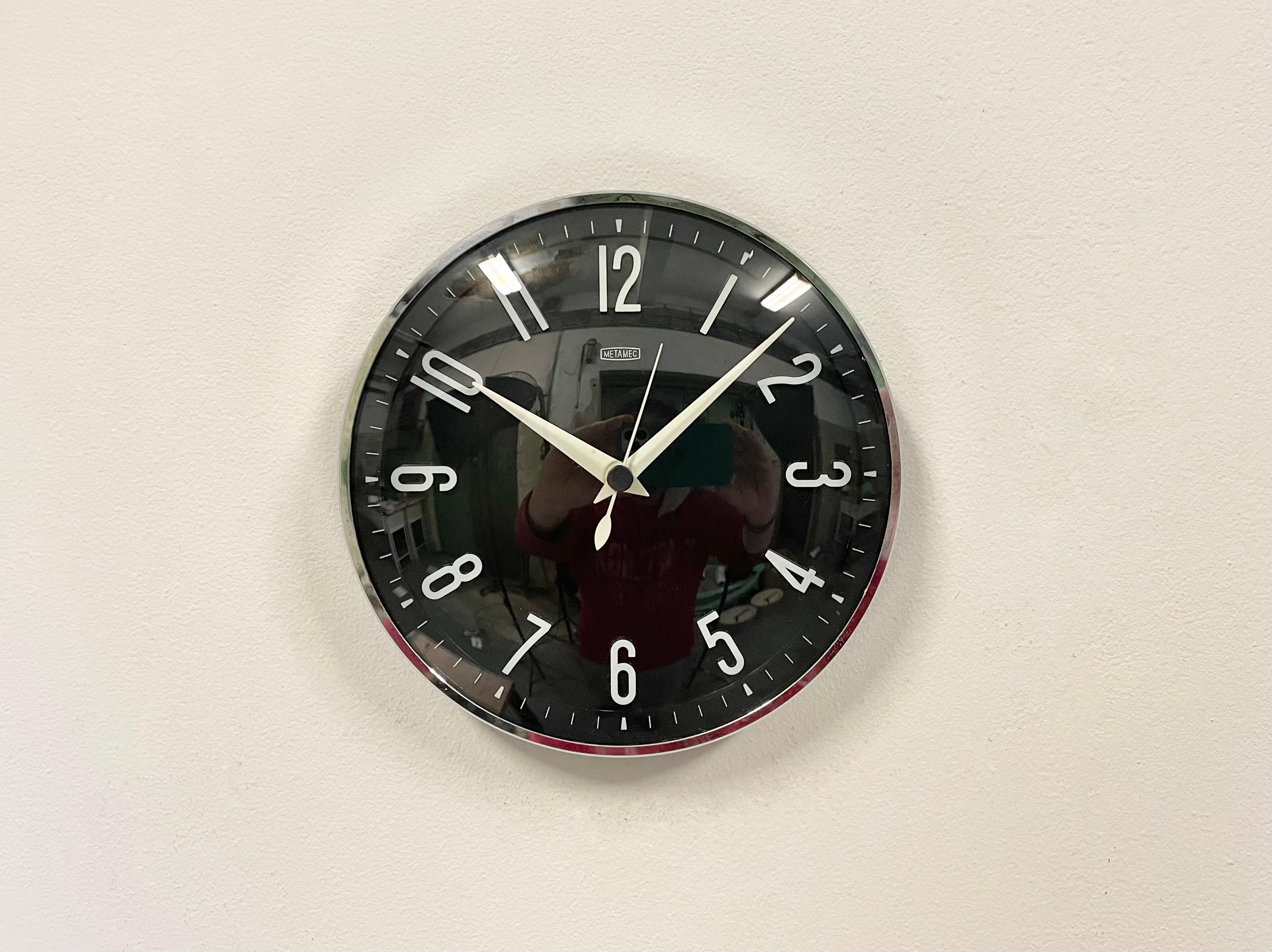 British Vintage Black Wall Clock from Metamec, 1970s