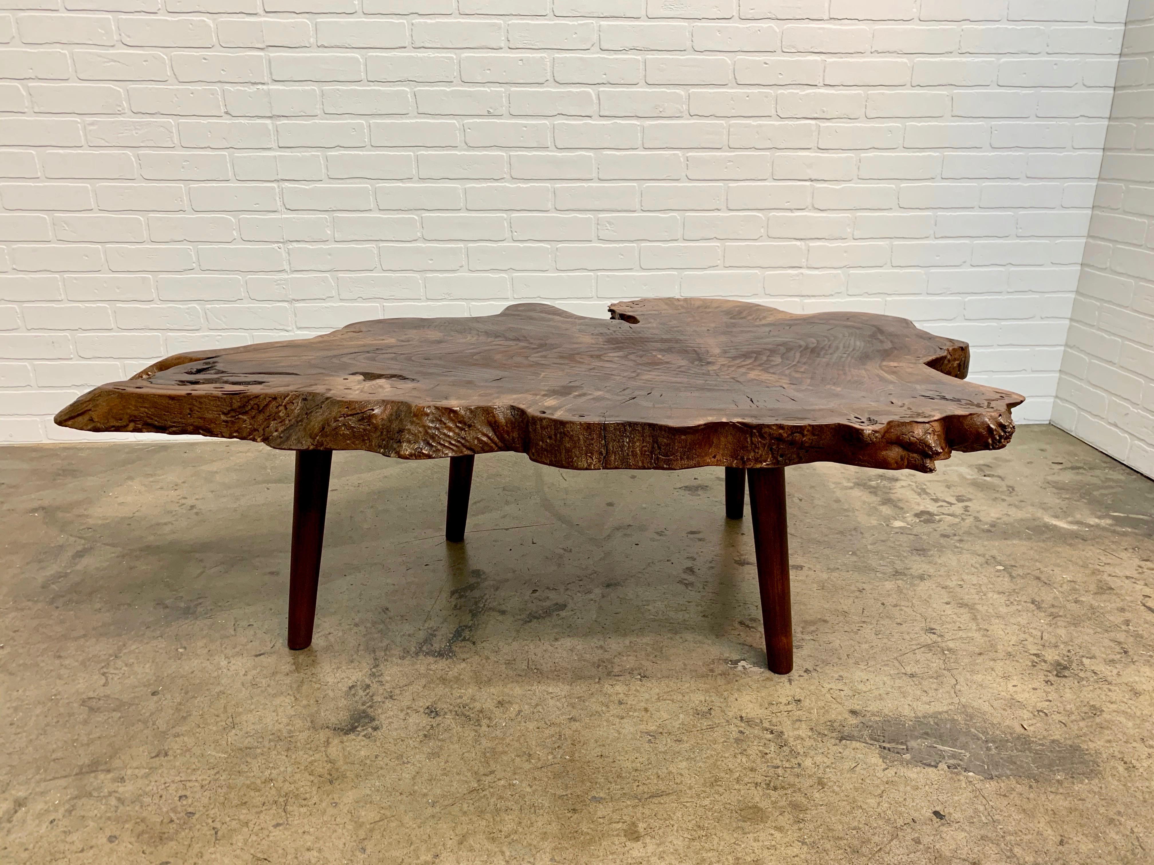 Vintage Black Walnut Live Edge Coffee Table 7