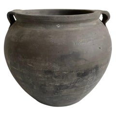 Vintage Black Weathered Pottery Vase