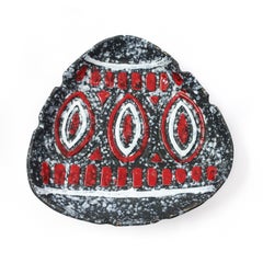 Vintage Black, White and Red Italian Ceramic Ashtray