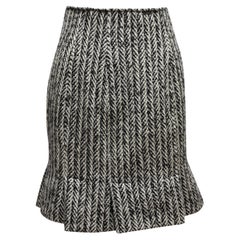 Calvin Klein - Jupe vintage à chevrons en laine noire et blanche, taille US 6