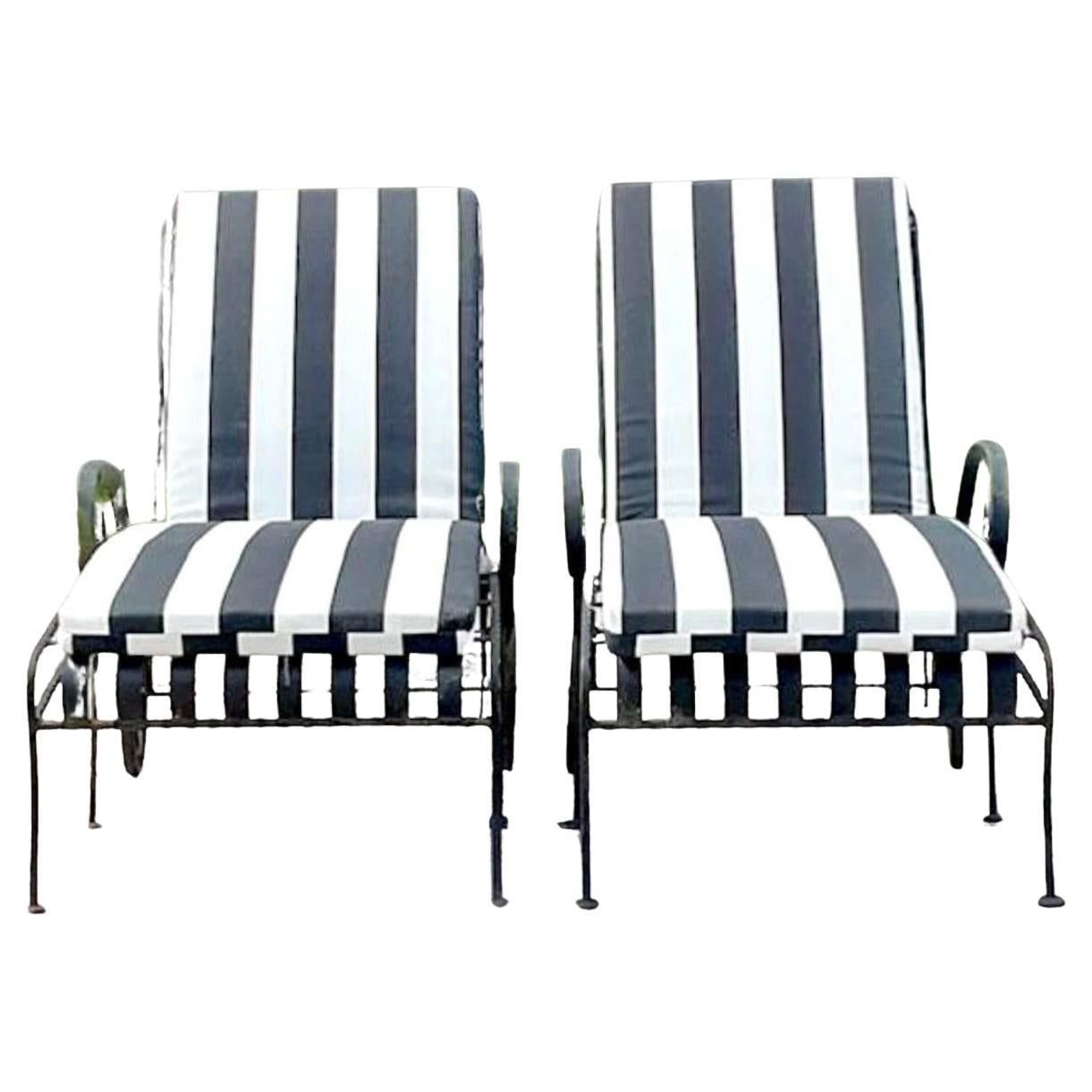 Vintage Black & White Chaise Lounge Chairs - a Pair
