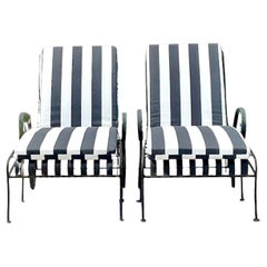 Vintage Black & White Chaise Lounge Chairs - a Pair