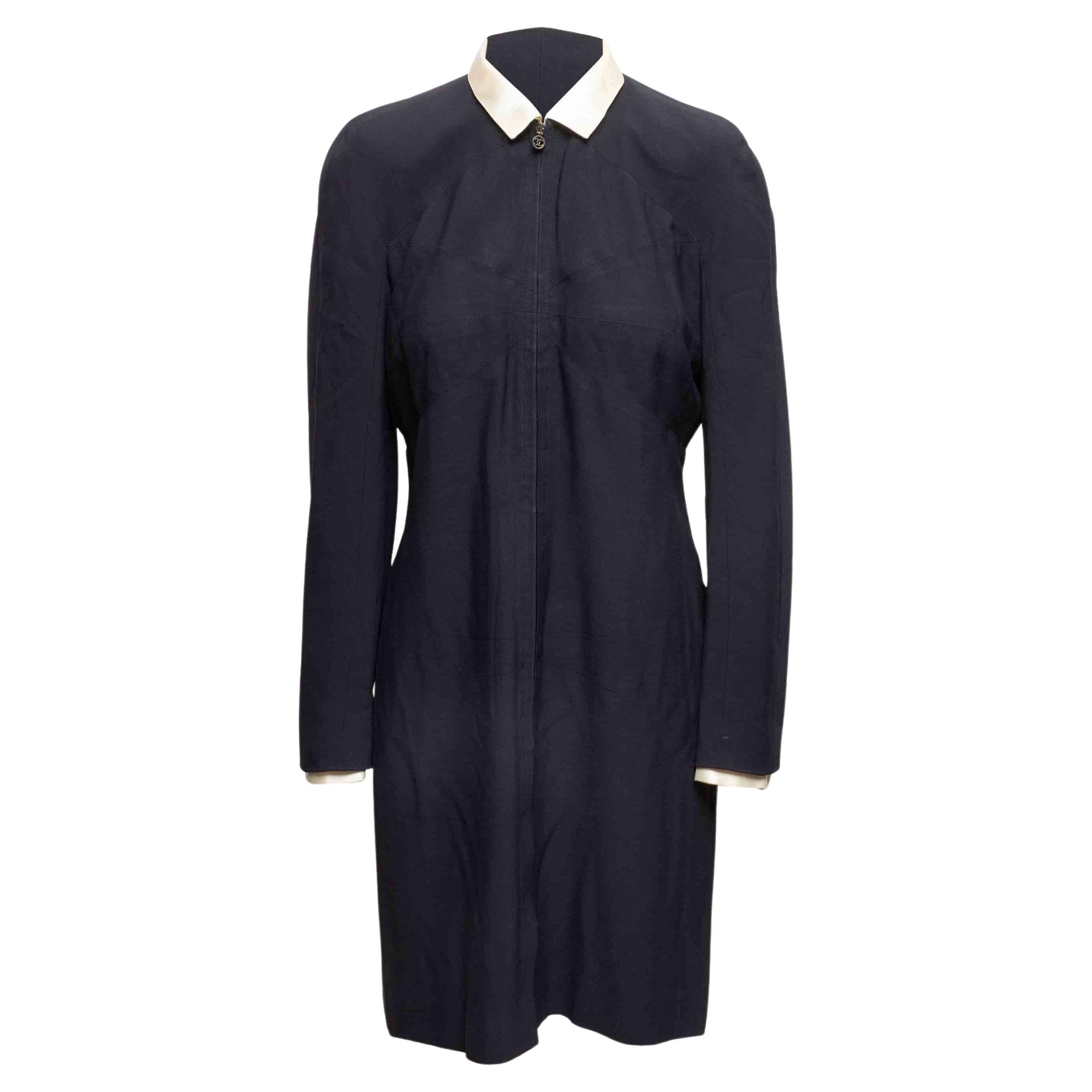 Vintage Black & White Chanel Boutique Long Sleeve Dress Size FR 42