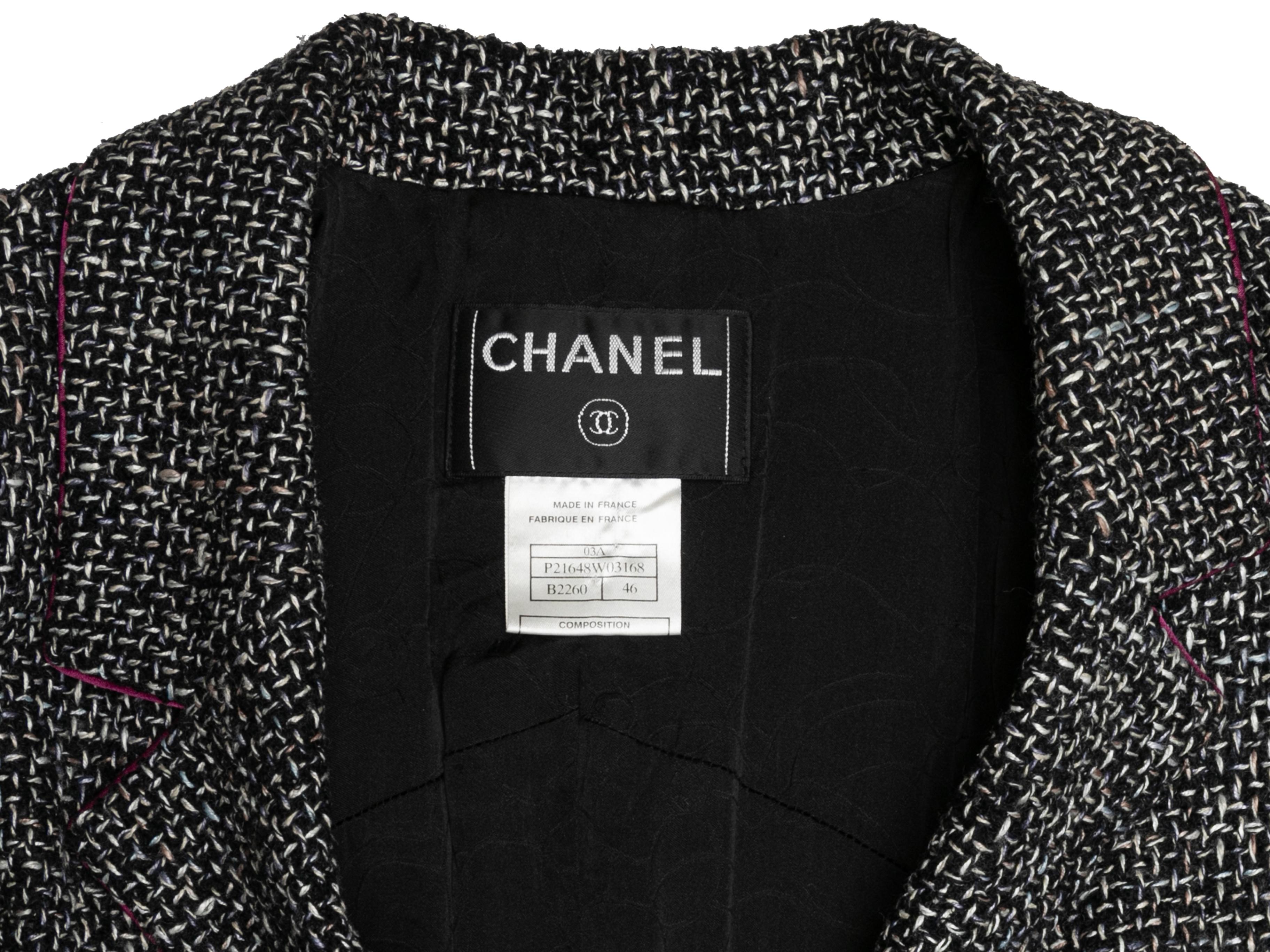 Vintage Black & White Chanel Fall/Winter 2003 Tweed Blazer Size FR 46 2