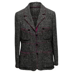 Vintage Black & White Chanel Fall/Winter 2003 Tweed Blazer Size FR 46