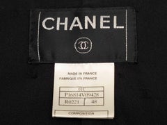 Vintage Black & White Chanel Wool-Blend Striped Camellia Jacket Size FR 48