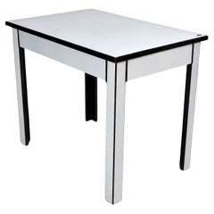 Table rectangulaire vintage en émail français noir et blanc