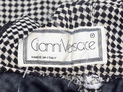 Vintage Black & White Gianni Versace Checkered Wool Dress Size US S