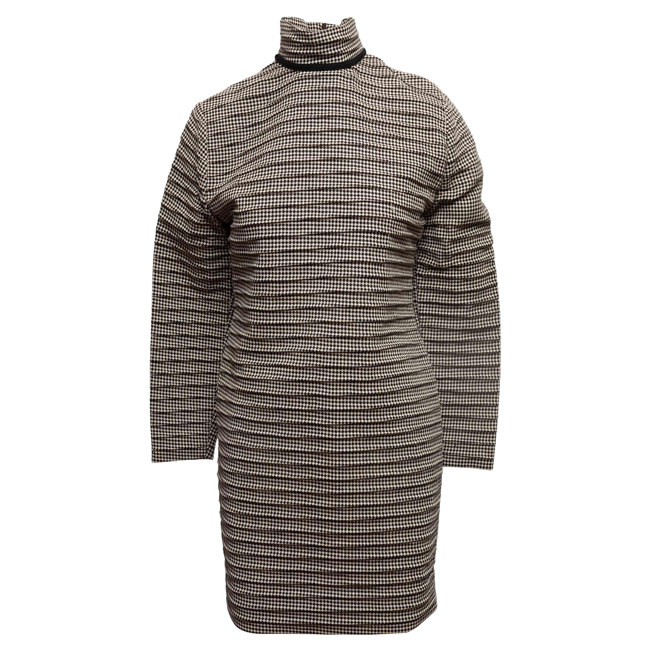 Vintage Black
White Gianni Versace Checkered Wool Dress Size US S.