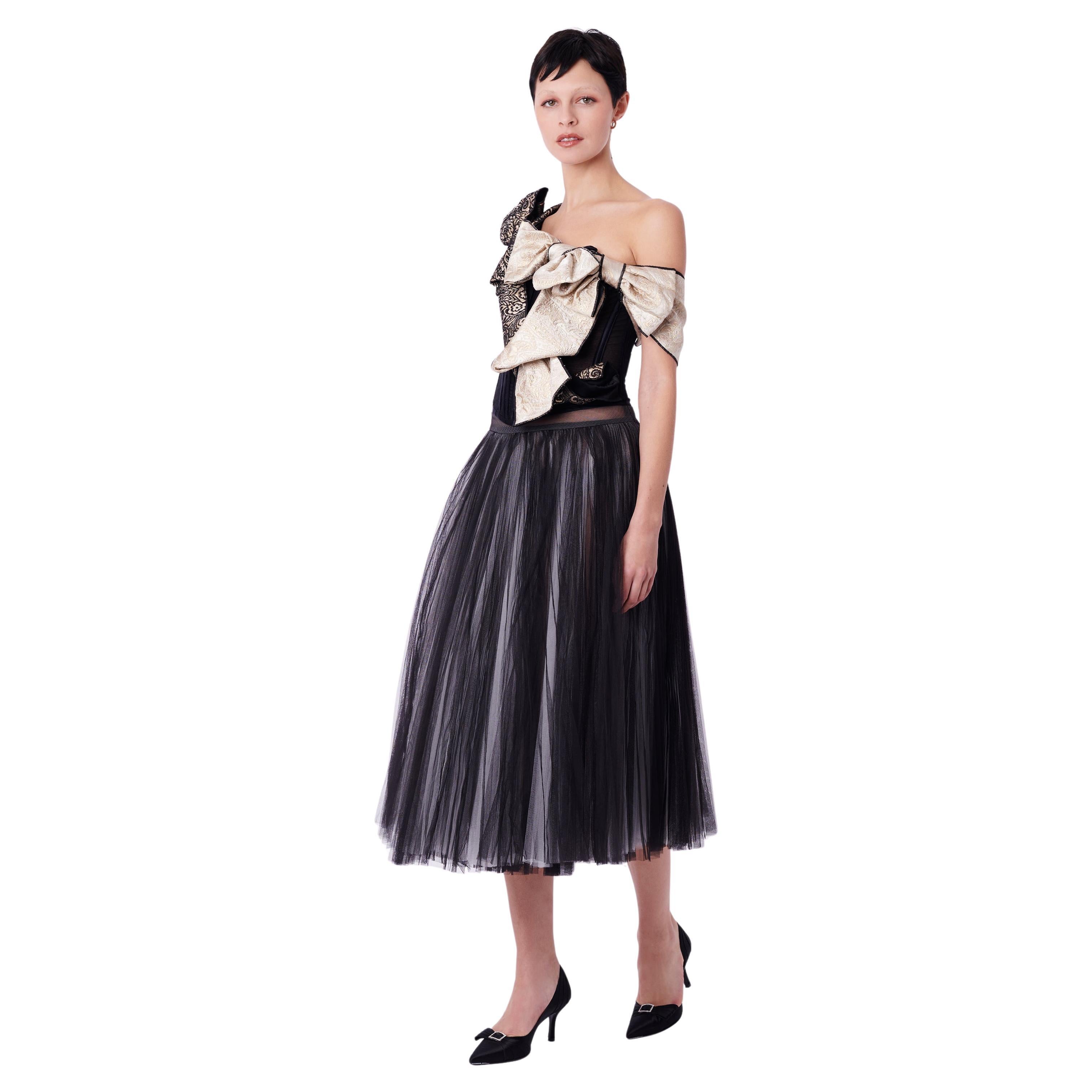 Vintage Black White Layered Tulle Sheer Skirt (Jupe en tulle superposé) en vente