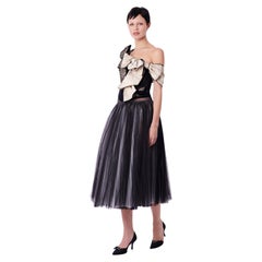 Vintage Black White Layered Tulle Sheer Skirt