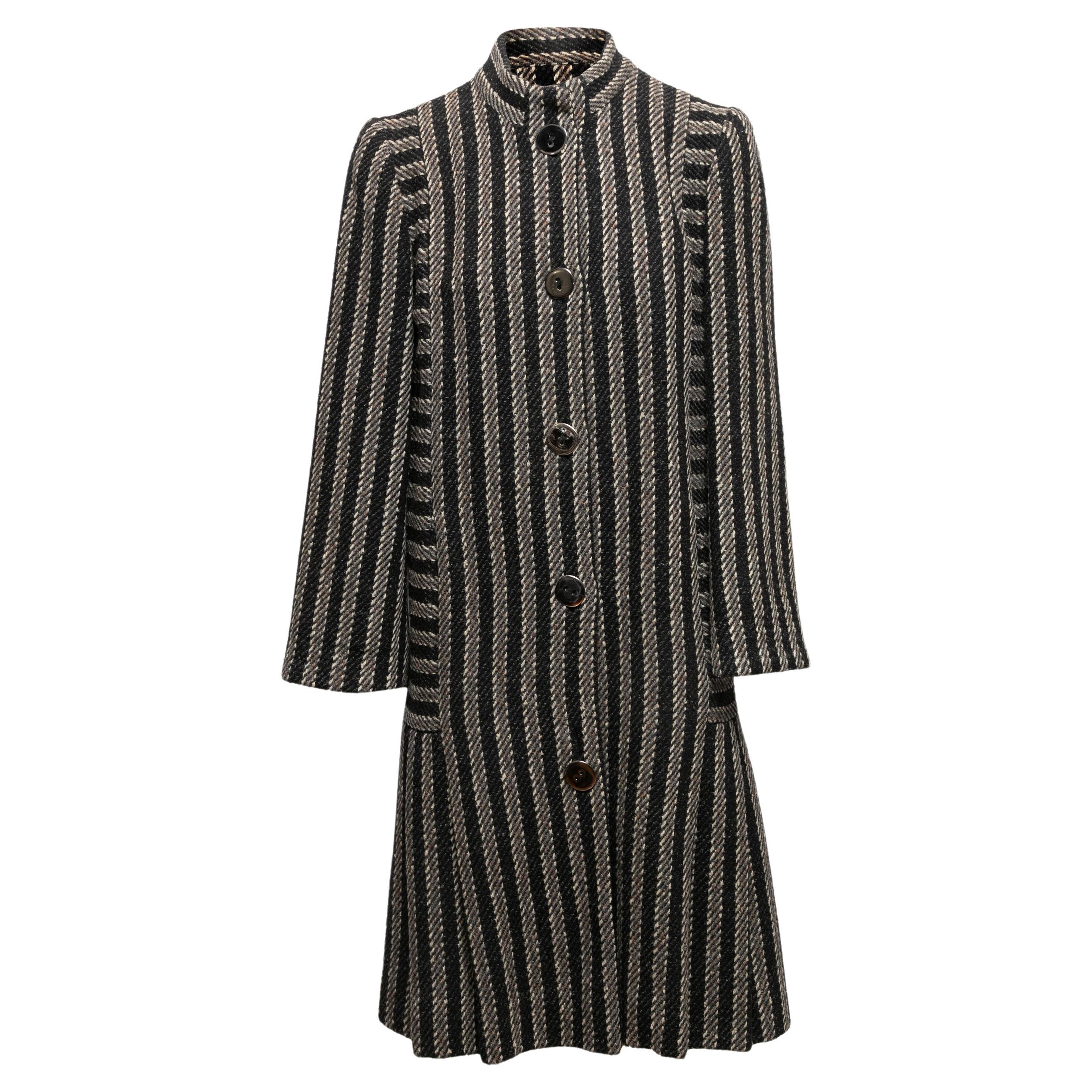 Vintage Black & White Pauline Trigere for Bergdorf Goodman Wool Coat Size O/S For Sale