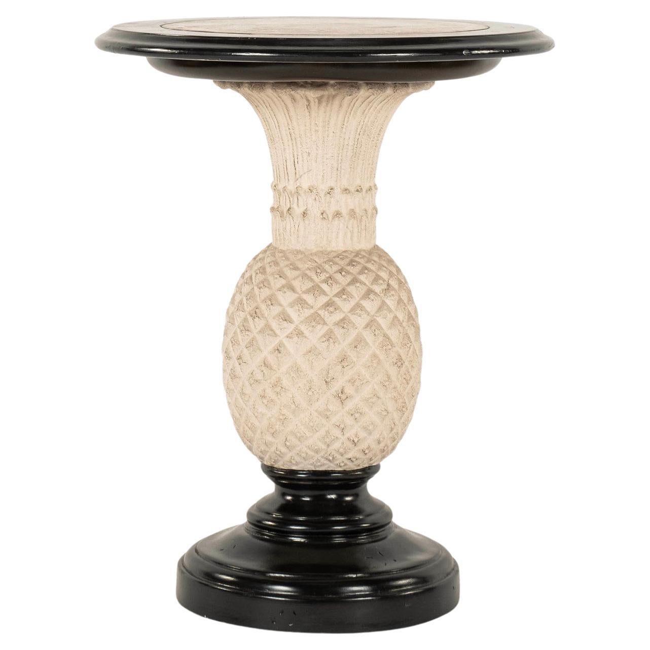 Vintage Schwarz Weiß Ananas Occasional Beistelltisch im Angebot