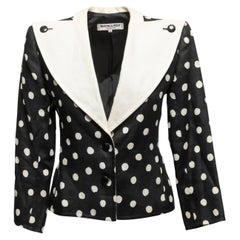 Schwarz-weißer Saint Laurent gepunkteter Vintage-Blazer in Schwarz & Weiß