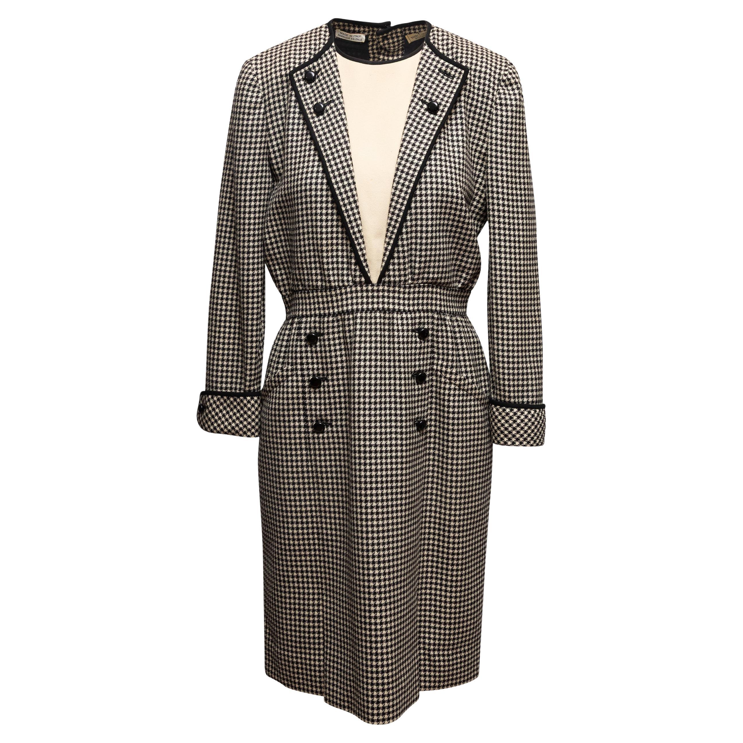 Vintage Schwarz 
Weiß Valentino Boutique Houndstooth Kleid Größe US 8