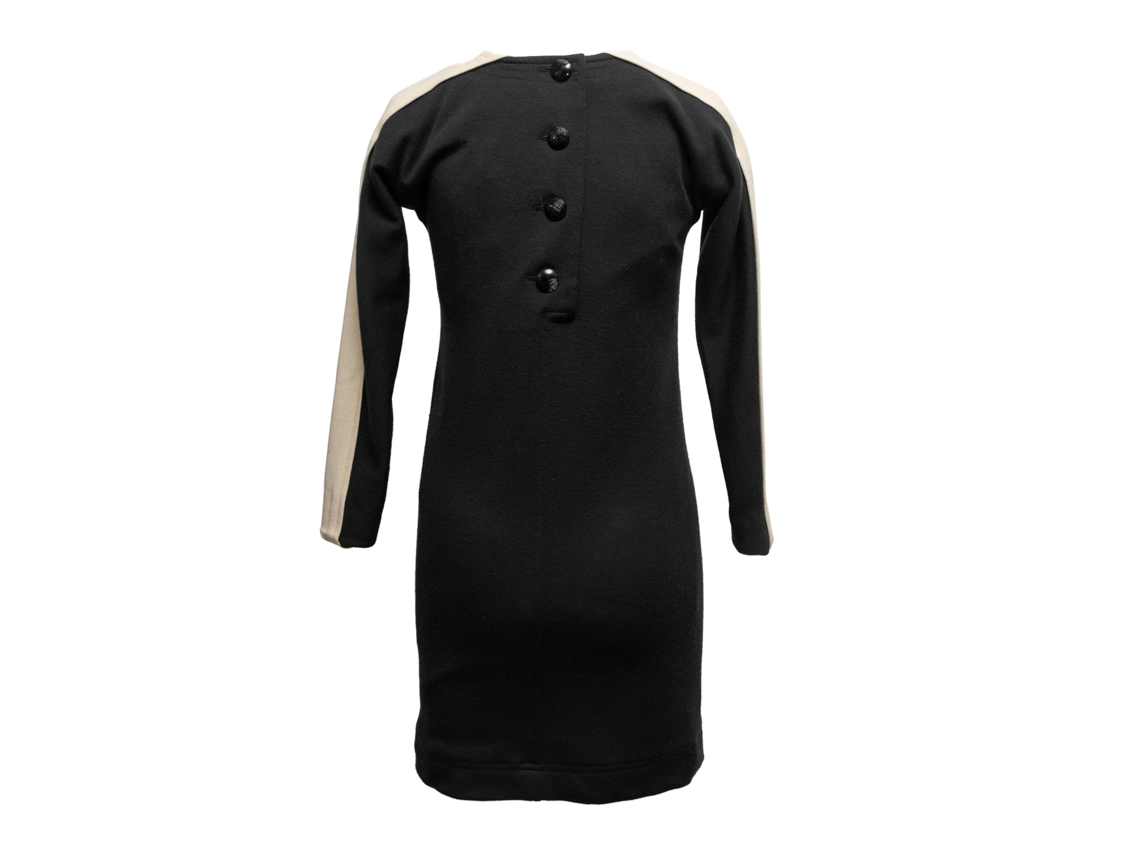 Vintage Black & White Yves Saint Laurent Wool Dress Size FR 38 In Good Condition In New York, NY