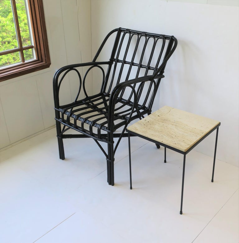 Vintage Black Wicker Rattan Armchair For Sale at 1stDibs