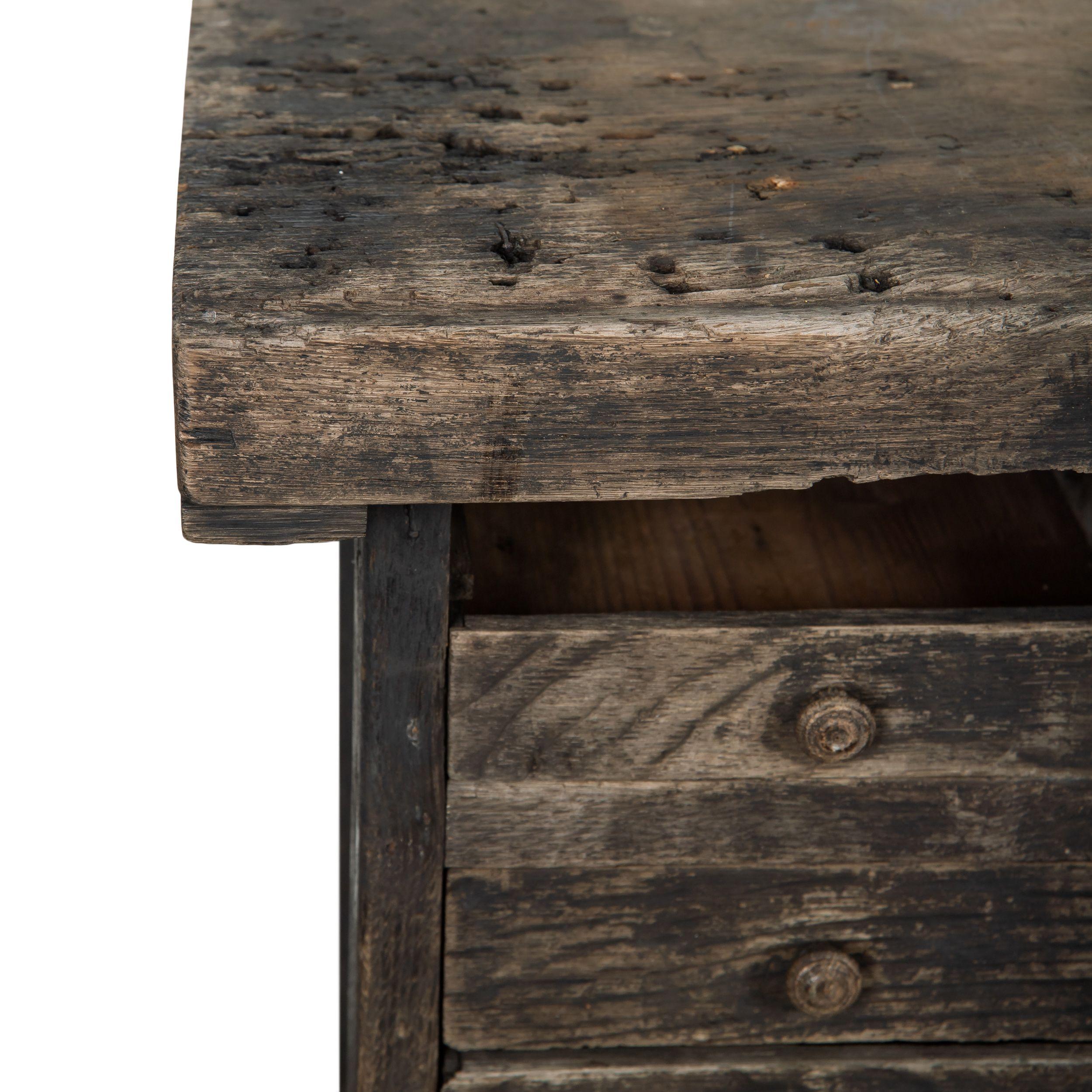 French Vintage Black Wood Desk with Drawers From France For Sale