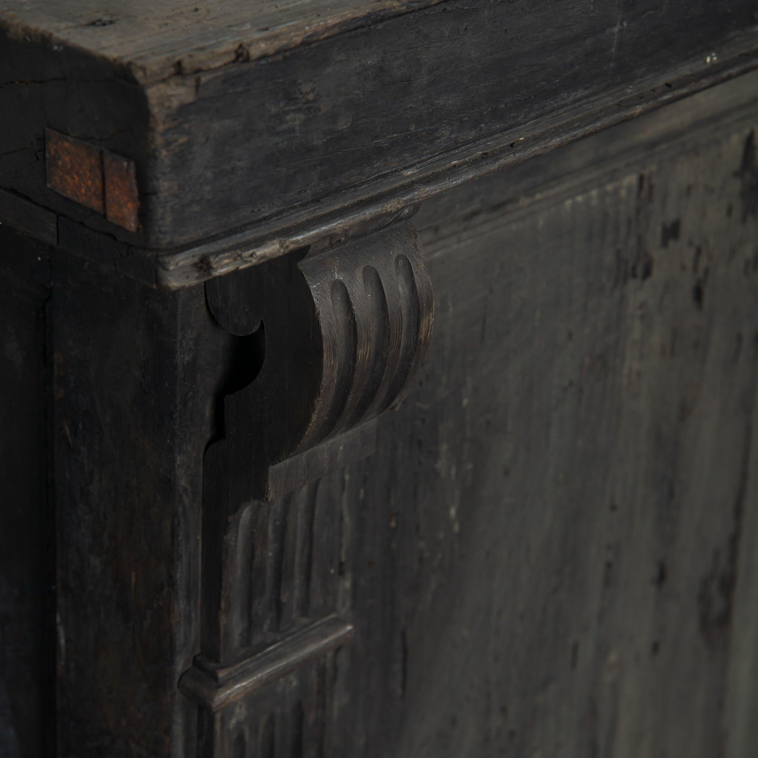Vintage Black Wood Desk with Drawers From France For Sale 1